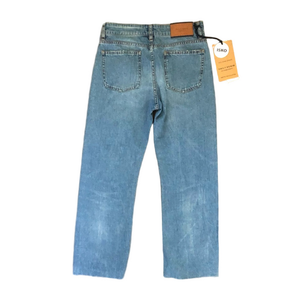 ISKO High Rise Cropped Jeans Straight Leg Button Fly Raw Hem women's size 28 - Picture 6 of 14